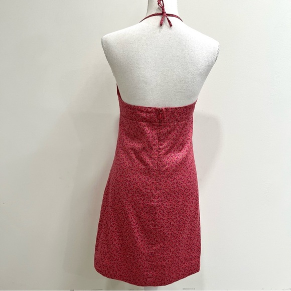 Vintage Y2K J.Crew Ditsy Floral Open Back Halter Dress Pink Summer Size 4 - Picture 7 of 10